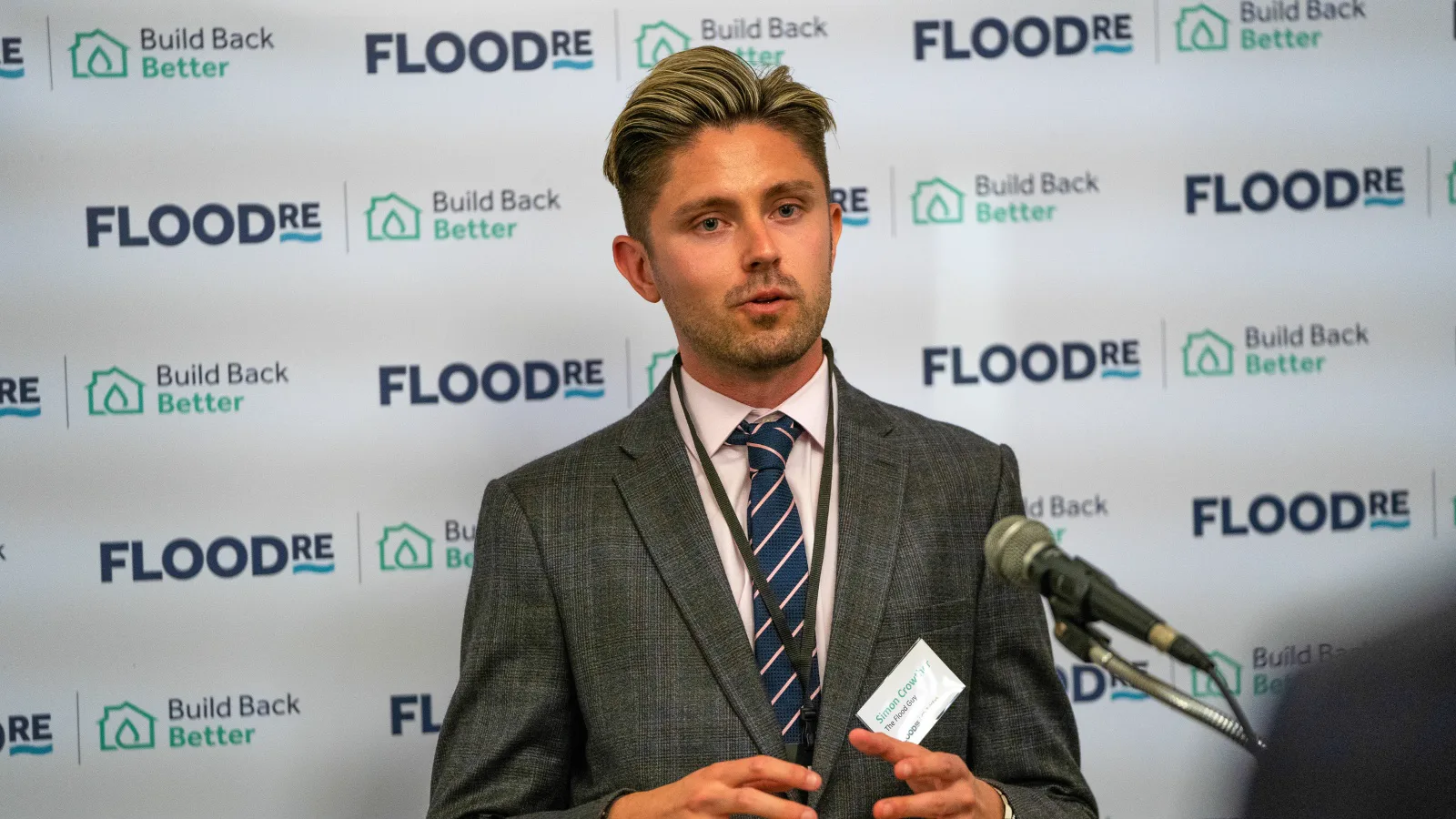 Simon Crowther speaking at the Flood Re Build Back Better launch