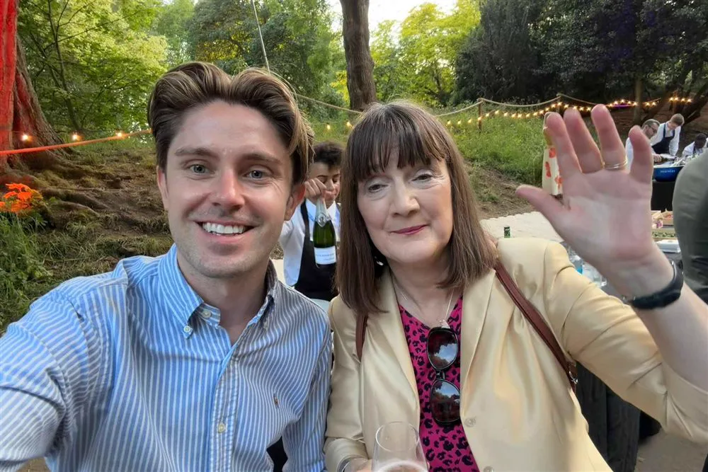 Simon Crowther with Mary Dhonau OBE at the Flood Re garden at the Chelsea Flower Show