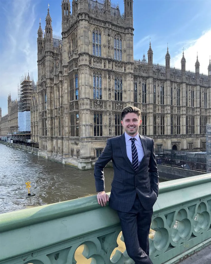 Simon Crowther outside Parliament