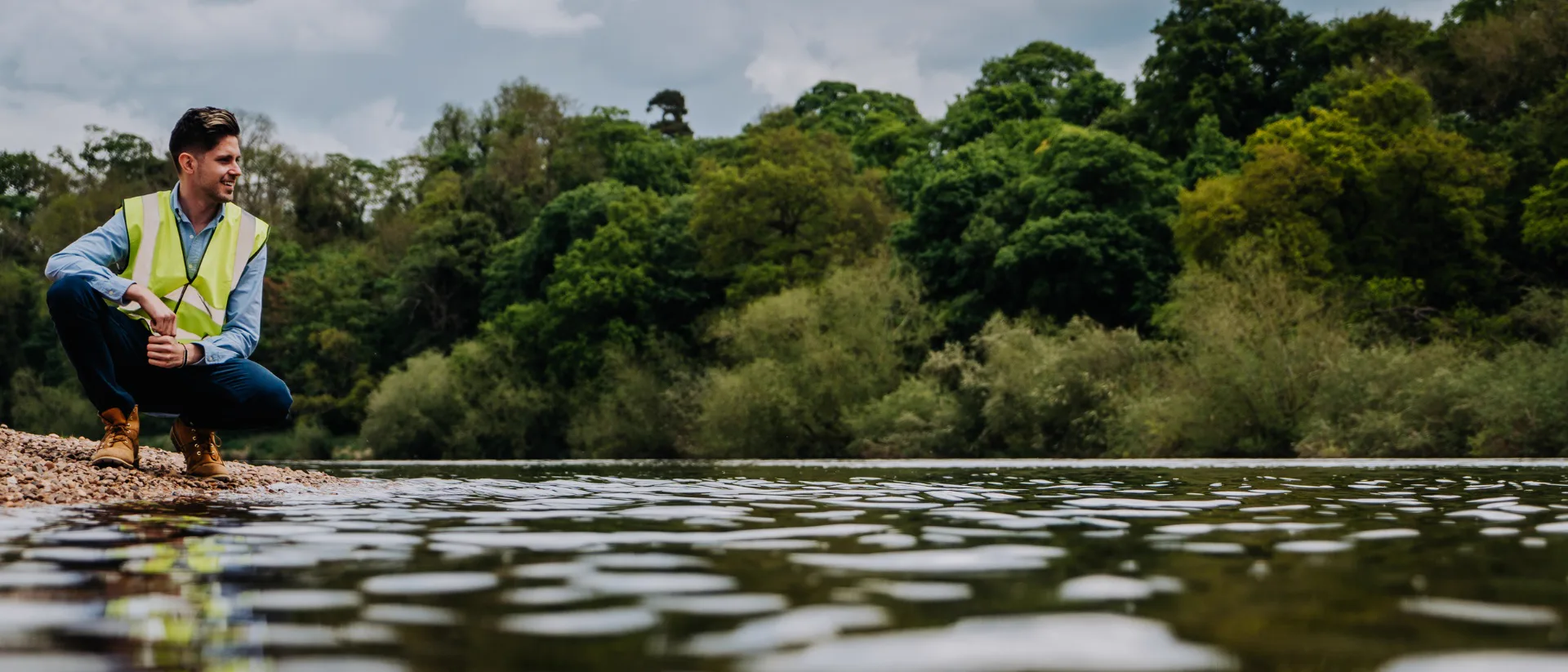 A calm water and environmental landscape